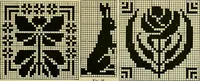 An illustration from The Priscilla filet crochet book : a collection of beautiful designs in filet crochet, equally adapted to cross-stitch beads and canvas with working directions (1915)