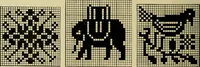 An illustration from The Priscilla filet crochet book : a collection of beautiful designs in filet crochet, equally adapted to cross-stitch beads and canvas with working directions (1915)