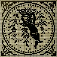 Picture 48 of 65 from The Priscilla filet crochet book : a collection of beautiful designs in filet crochet, equally adapted to cross-stitch beads and canvas with working directions (1915), leaf 47