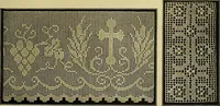 An illustration from The Priscilla filet crochet book, no. 2 ; a collection of beautiful designs in filet crochet, introducing filet crochet brodé, embroidery on crochet and cameo crochet (1914)