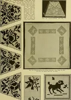 An illustration from The Priscilla filet crochet book, no. 2 ; a collection of beautiful designs in filet crochet, introducing filet crochet brodé, embroidery on crochet and cameo crochet (1914)