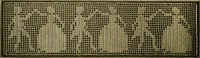 An illustration from The Priscilla filet crochet book, no. 2 ; a collection of beautiful designs in filet crochet, introducing filet crochet brodé, embroidery on crochet and cameo crochet (1914)