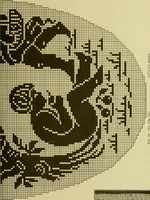 An illustration from The Priscilla filet crochet book, no. 2 ; a collection of beautiful designs in filet crochet, introducing filet crochet brodé, embroidery on crochet and cameo crochet (1914)