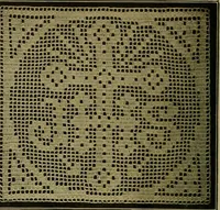 An illustration from The Priscilla filet crochet book, no. 2 ; a collection of beautiful designs in filet crochet, introducing filet crochet brodé, embroidery on crochet and cameo crochet (1914)