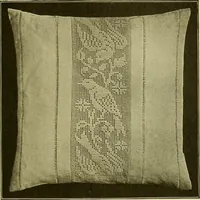 An illustration from The Priscilla filet crochet book, no. 2 ; a collection of beautiful designs in filet crochet, introducing filet crochet brodé, embroidery on crochet and cameo crochet (1914)