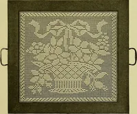 An illustration from The Priscilla filet crochet book, no. 2 ; a collection of beautiful designs in filet crochet, introducing filet crochet brodé, embroidery on crochet and cameo crochet (1914)