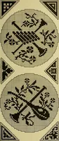 An illustration from The Priscilla filet crochet book, no. 2 ; a collection of beautiful designs in filet crochet, introducing filet crochet brodé, embroidery on crochet and cameo crochet (1914)