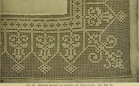 An illustration from The Priscilla filet crochet book, no. 2 ; a collection of beautiful designs in filet crochet, introducing filet crochet brodé, embroidery on crochet and cameo crochet (1914)