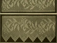 An illustration from The Priscilla filet crochet book, no. 2 ; a collection of beautiful designs in filet crochet, introducing filet crochet brodé, embroidery on crochet and cameo crochet (1914)