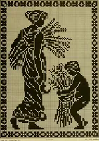 An illustration from The Priscilla filet crochet book, no. 2 ; a collection of beautiful designs in filet crochet, introducing filet crochet brodé, embroidery on crochet and cameo crochet (1914)