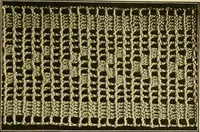 An illustration from The Priscilla filet crochet book, no. 2 ; a collection of beautiful designs in filet crochet, introducing filet crochet brodé, embroidery on crochet and cameo crochet (1914)