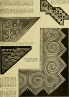 An illustration from The Priscilla filet crochet book, no. 2 ; a collection of beautiful designs in filet crochet, introducing filet crochet brodé, embroidery on crochet and cameo crochet (1914)
