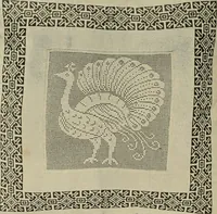 An illustration from The Priscilla filet crochet book; a collection of beautiful designs in filet crochet, equally adapted to cross-stitch, beads and canvas, with working directions (1911)