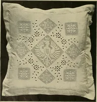 An illustration from The Priscilla filet crochet book; a collection of beautiful designs in filet crochet, equally adapted to cross-stitch, beads and canvas, with working directions (1911)