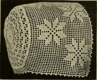 An illustration from The Priscilla filet crochet book; a collection of beautiful designs in filet crochet, equally adapted to cross-stitch, beads and canvas, with working directions (1911)