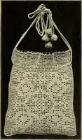 An illustration from The Priscilla filet crochet book; a collection of beautiful designs in filet crochet, equally adapted to cross-stitch, beads and canvas, with working directions (1911)