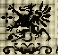 An illustration from The Priscilla filet crochet book; a collection of beautiful designs in filet crochet, equally adapted to cross-stitch, beads and canvas, with working directions (1911)