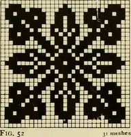 An illustration from The Priscilla filet crochet book; a collection of beautiful designs in filet crochet, equally adapted to cross-stitch, beads and canvas, with working directions (1911)
