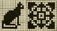 An illustration from The Priscilla filet crochet book; a collection of beautiful designs in filet crochet, equally adapted to cross-stitch, beads and canvas, with working directions (1911)