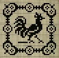 An illustration from The Priscilla filet crochet book; a collection of beautiful designs in filet crochet, equally adapted to cross-stitch, beads and canvas, with working directions (1911)