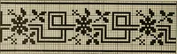 An illustration from The Priscilla filet crochet book; a collection of beautiful designs in filet crochet, equally adapted to cross-stitch, beads and canvas, with working directions (1911)