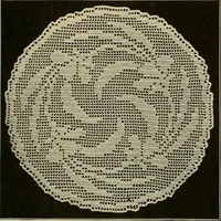 An illustration from The Priscilla filet crochet book; a collection of beautiful designs in filet crochet, equally adapted to cross-stitch, beads and canvas, with working directions (1911)