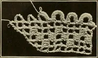 An illustration from The Priscilla filet crochet book; a collection of beautiful designs in filet crochet, equally adapted to cross-stitch, beads and canvas, with working directions (1911)
