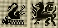An illustration from The Priscilla filet crochet book; a collection of beautiful designs in filet crochet, equally adapted to cross-stitch, beads and canvas, with working directions (1911)