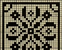 An illustration from The Priscilla filet crochet book; a collection of beautiful designs in filet crochet, equally adapted to cross-stitch, beads and canvas, with working directions (1911)