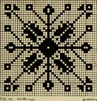 An illustration from The Priscilla filet crochet book; a collection of beautiful designs in filet crochet, equally adapted to cross-stitch, beads and canvas, with working directions (1911)