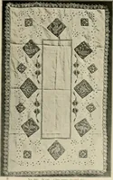 An illustration from The Priscilla netting book, containing full directions for making square and circular netting, and for the various stitches with which netting is ornamented, also a great number of finished pieces in the different varieties of netting and filet brodé (1914)