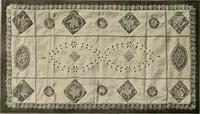 An illustration from The Priscilla netting book, containing full directions for making square and circular netting, and for the various stitches with which netting is ornamented, also a great number of finished pieces in the different varieties of netting and filet brodé (1914)