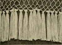 An illustration from The Priscilla netting book, containing full directions for making square and circular netting, and for the various stitches with which netting is ornamented, also a great number of finished pieces in the different varieties of netting and filet brodé (1914)