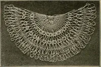 An illustration from The Priscilla netting book, containing full directions for making square and circular netting, and for the various stitches with which netting is ornamented, also a great number of finished pieces in the different varieties of netting and filet brodé (1914)
