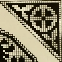 An illustration from The Priscilla netting book, containing full directions for making square and circular netting, and for the various stitches with which netting is ornamented, also a great number of finished pieces in the different varieties of netting and filet brodé (1914)