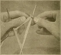An illustration from The Priscilla war work book, including directions for knitted garments and comfort kits from the American Red cross, and knitted garments for the boy scout (1917)