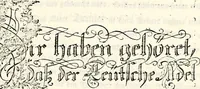 An illustration from Proben des hohen Teütschen Reichs Adels, oder, Sammlungen alter Denkmäler, Grabsteinen, Wappen, Inn- und Urschriften, u: d: nach ihrem wahren Urbilde aufgenommen unter offener Treüe bewähret und durch Anenbäume auch sonstige Nachrichten erkläret und erläuteret (1775)