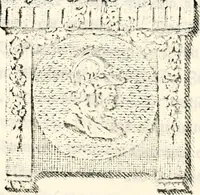 An illustration from Proben des hohen Teütschen Reichs Adels, oder, Sammlungen alter Denkmäler, Grabsteinen, Wappen, Inn- und Urschriften, u: d: nach ihrem wahren Urbilde aufgenommen unter offener Treüe bewähret und durch Anenbäume auch sonstige Nachrichten erkläret und erläuteret (1775)