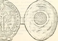 An illustration from Proben des hohen Teütschen Reichs Adels, oder, Sammlungen alter Denkmäler, Grabsteinen, Wappen, Inn- und Urschriften, u: d: nach ihrem wahren Urbilde aufgenommen unter offener Treüe bewähret und durch Anenbäume auch sonstige Nachrichten erkläret und erläuteret (1775)
