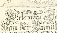 An illustration from Proben des hohen Teütschen Reichs Adels, oder, Sammlungen alter Denkmäler, Grabsteinen, Wappen, Inn- und Urschriften, u: d: nach ihrem wahren Urbilde aufgenommen unter offener Treüe bewähret und durch Anenbäume auch sonstige Nachrichten erkläret und erläuteret (1775)