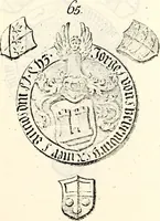 An illustration from Proben des hohen Teütschen Reichs Adels, oder, Sammlungen alter Denkmäler, Grabsteinen, Wappen, Inn- und Urschriften, u: d: nach ihrem wahren Urbilde aufgenommen unter offener Treüe bewähret und durch Anenbäume auch sonstige Nachrichten erkläret und erläuteret (1775)