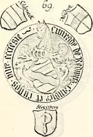 An illustration from Proben des hohen Teütschen Reichs Adels, oder, Sammlungen alter Denkmäler, Grabsteinen, Wappen, Inn- und Urschriften, u: d: nach ihrem wahren Urbilde aufgenommen unter offener Treüe bewähret und durch Anenbäume auch sonstige Nachrichten erkläret und erläuteret (1775)