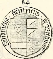 An illustration from Proben des hohen Teütschen Reichs Adels, oder, Sammlungen alter Denkmäler, Grabsteinen, Wappen, Inn- und Urschriften, u: d: nach ihrem wahren Urbilde aufgenommen unter offener Treüe bewähret und durch Anenbäume auch sonstige Nachrichten erkläret und erläuteret (1775)