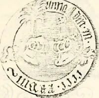 An illustration from Proben des hohen Teütschen Reichs Adels, oder, Sammlungen alter Denkmäler, Grabsteinen, Wappen, Inn- und Urschriften, u: d: nach ihrem wahren Urbilde aufgenommen unter offener Treüe bewähret und durch Anenbäume auch sonstige Nachrichten erkläret und erläuteret (1775)
