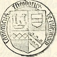 An illustration from Proben des hohen Teütschen Reichs Adels, oder, Sammlungen alter Denkmäler, Grabsteinen, Wappen, Inn- und Urschriften, u: d: nach ihrem wahren Urbilde aufgenommen unter offener Treüe bewähret und durch Anenbäume auch sonstige Nachrichten erkläret und erläuteret (1775)