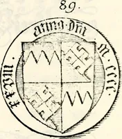An illustration from Proben des hohen Teütschen Reichs Adels, oder, Sammlungen alter Denkmäler, Grabsteinen, Wappen, Inn- und Urschriften, u: d: nach ihrem wahren Urbilde aufgenommen unter offener Treüe bewähret und durch Anenbäume auch sonstige Nachrichten erkläret und erläuteret (1775)