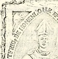 An illustration from Proben des hohen Teütschen Reichs Adels, oder, Sammlungen alter Denkmäler, Grabsteinen, Wappen, Inn- und Urschriften, u: d: nach ihrem wahren Urbilde aufgenommen unter offener Treüe bewähret und durch Anenbäume auch sonstige Nachrichten erkläret und erläuteret (1775)