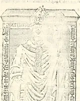 An illustration from Proben des hohen Teütschen Reichs Adels, oder, Sammlungen alter Denkmäler, Grabsteinen, Wappen, Inn- und Urschriften, u: d: nach ihrem wahren Urbilde aufgenommen unter offener Treüe bewähret und durch Anenbäume auch sonstige Nachrichten erkläret und erläuteret (1775)