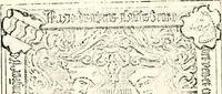 An illustration from Proben des hohen Teütschen Reichs Adels, oder, Sammlungen alter Denkmäler, Grabsteinen, Wappen, Inn- und Urschriften, u: d: nach ihrem wahren Urbilde aufgenommen unter offener Treüe bewähret und durch Anenbäume auch sonstige Nachrichten erkläret und erläuteret (1775)