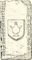 An illustration from Proben des hohen Teütschen Reichs Adels, oder, Sammlungen alter Denkmäler, Grabsteinen, Wappen, Inn- und Urschriften, u: d: nach ihrem wahren Urbilde aufgenommen unter offener Treüe bewähret und durch Anenbäume auch sonstige Nachrichten erkläret und erläuteret (1775)